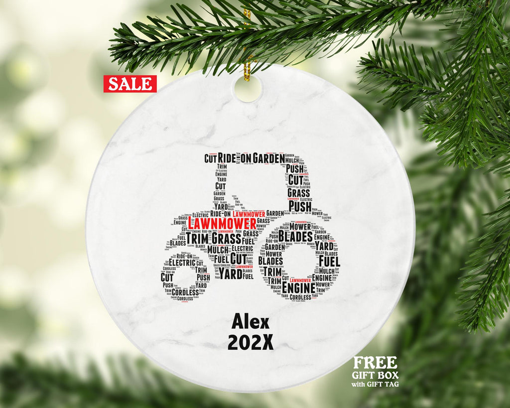 Personalized Lawnmower Christmas Ornament – Custom Gardening Gift – Yard Work Ornament – Landscaping Professional Keepsake