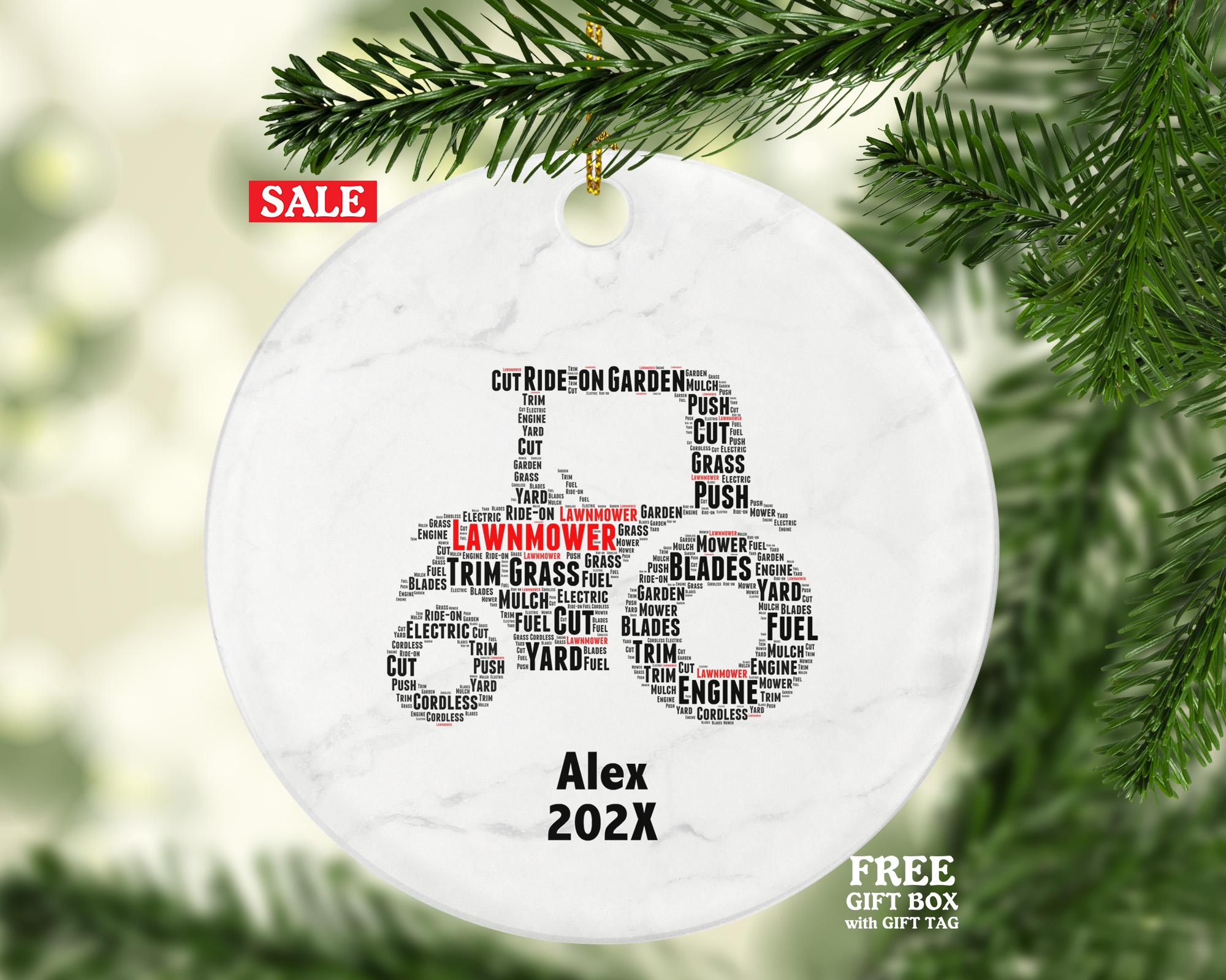 Personalized Lawnmower Christmas Ornament – Custom Gardening Gift – Yard Work Ornament – Landscaping Professional Keepsake
