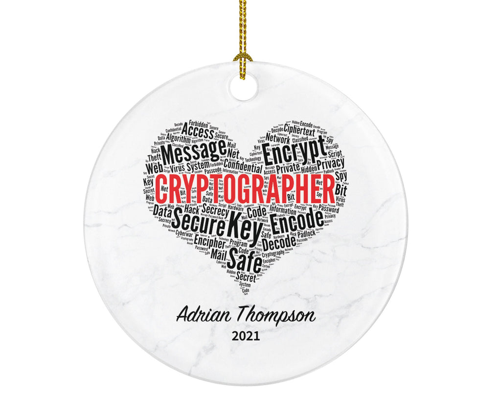 Cryptographer Christmas Ornament Personalized - Writer Cracker Encryption Code - Custom Name Year Gift