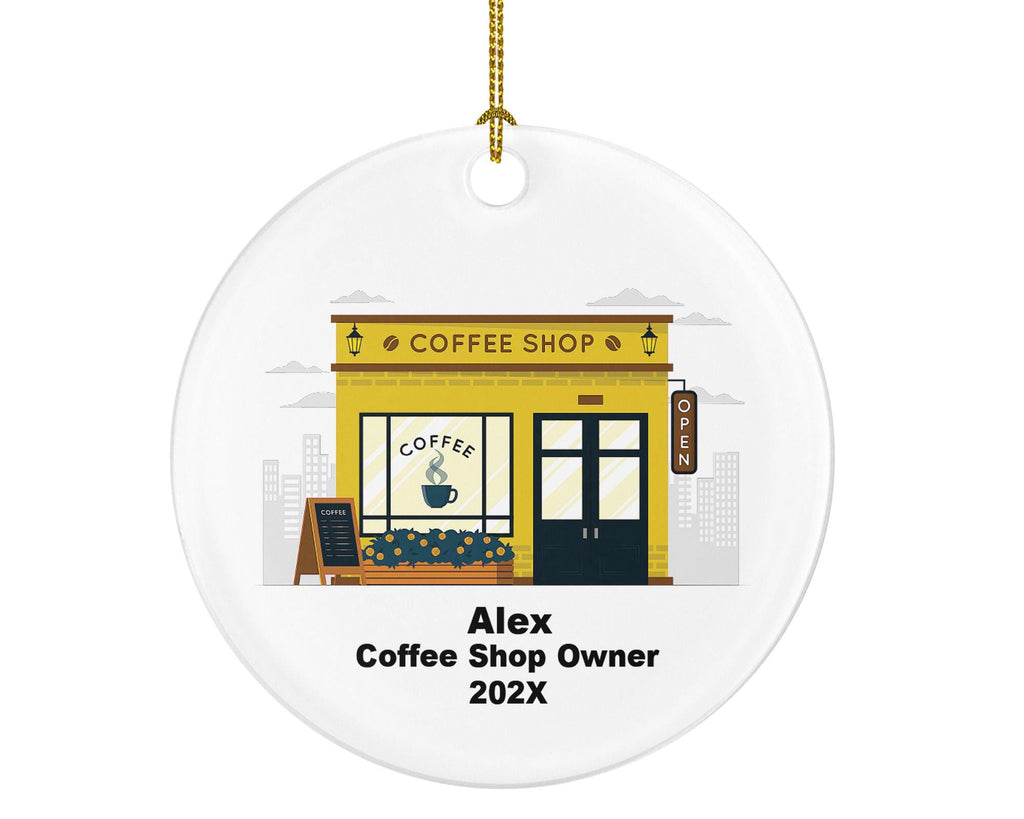 Personalized Coffee Shop Owner Ornament – Custom Café Ornament – Barista Gift for Coffee Business Owners