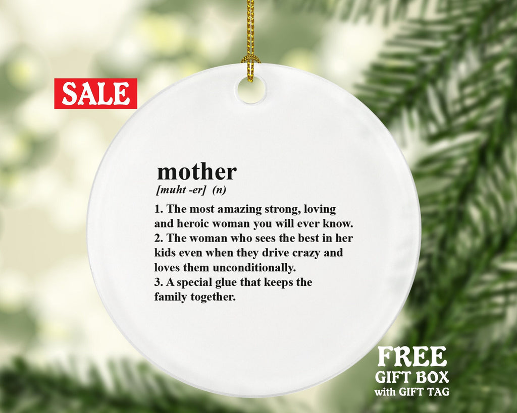 Mother Definition Christmas Ornament, Funny New mom  First Pregnancy, Christmas Tree Ornament