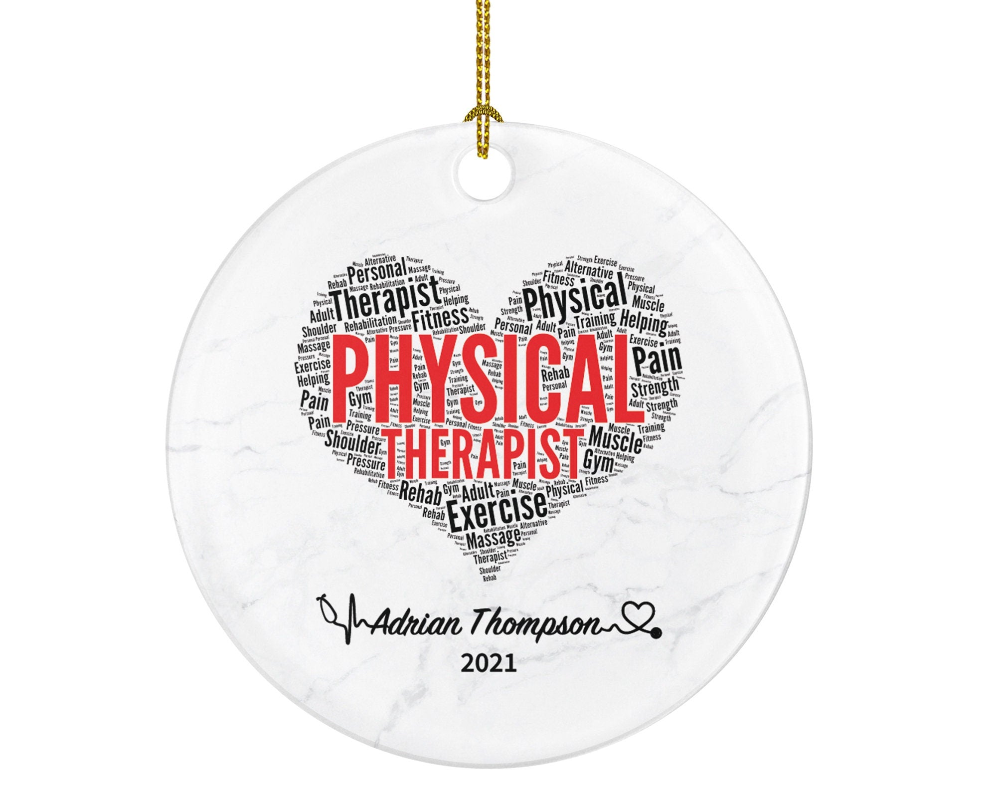 Physical Therapist Christmas Ornament, PT Personalized Gift, Physiotherapist Ornament, Medical Ornament