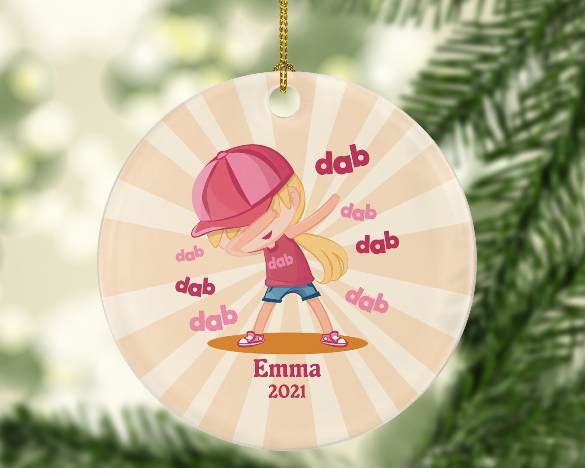 Dabbing Girl Personalized Christmas Ornament / Dabbing Girl Personalized Christmas Ornament / Dabbing Girl / Dabbing Ornament / Dab Ornament