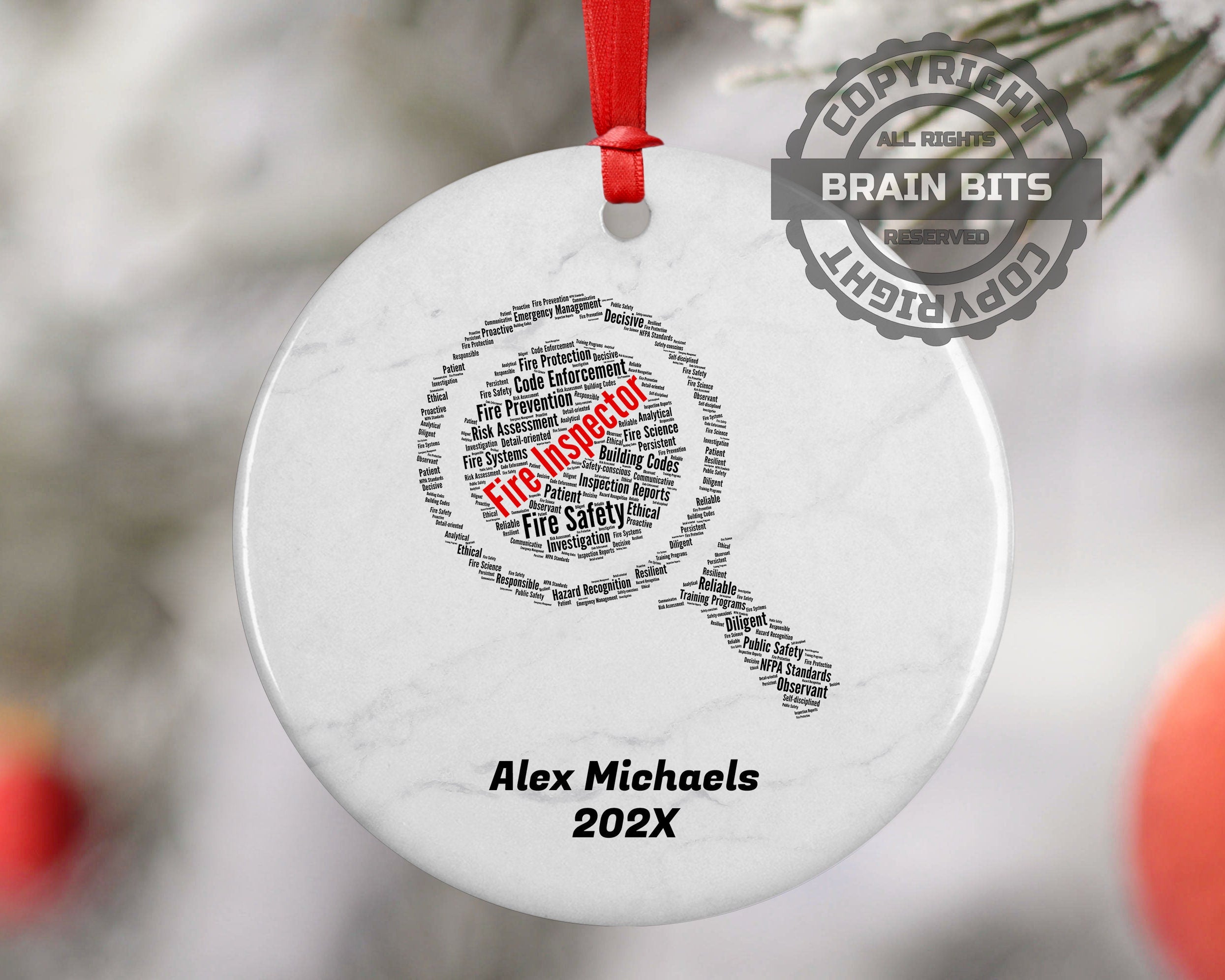Fire Inspector Personalized Christmas Ornament