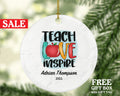 Teacher Ornament Personalized - Teach Love Inspire Teacher Custom Gift Apple from Student Appreciation Mr Mrs School Graduate Graduation