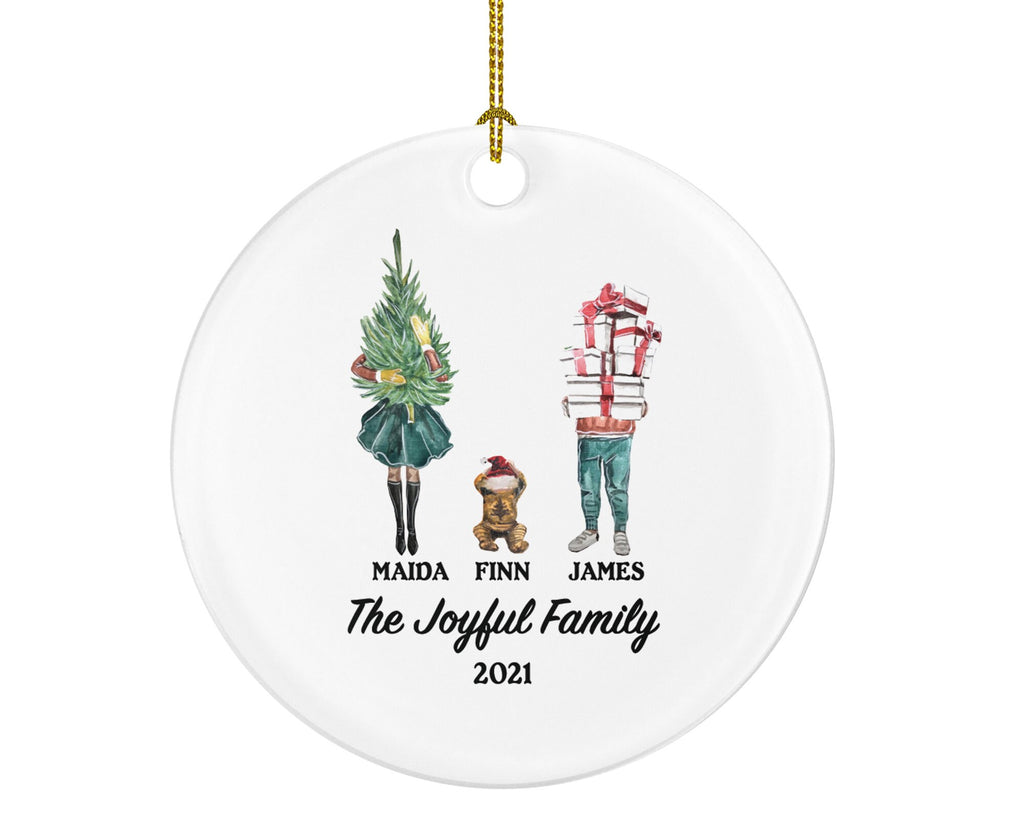 Family of 3 Christmas Ornament Personalized - Parents Mother Father Child Girl Boy Mom Dad Gift