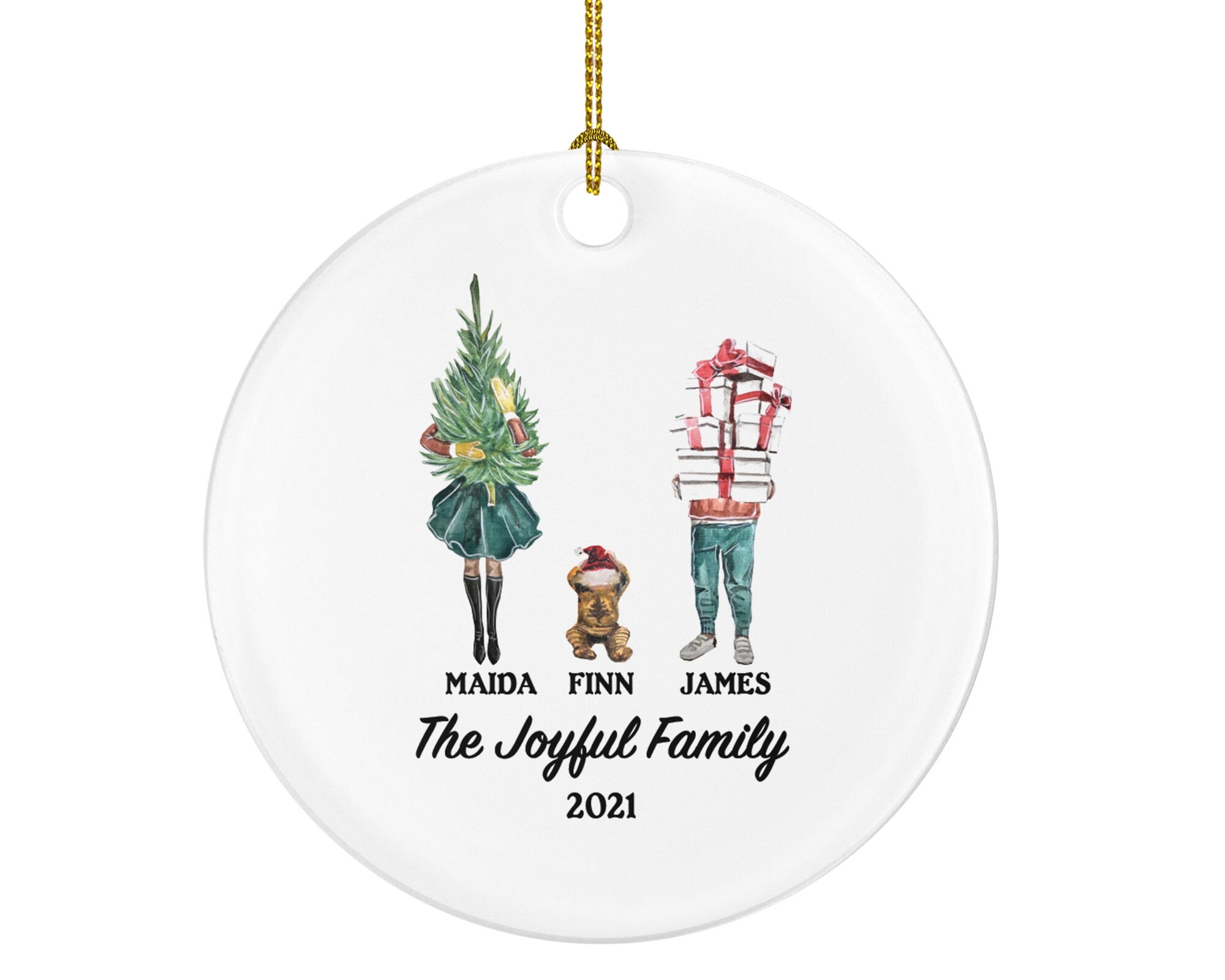 Family of 3 Christmas Ornament Personalized - Parents Mother Father Child Girl Boy Mom Dad Gift