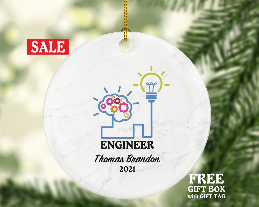 Engineer Christmas Ornament Personalized, Engineer Custom Name Year Gift