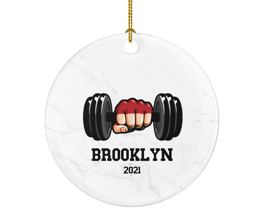Weight Lifter Fitness Workout Christmas Ornament Personalized - Personal Trainer Healthy Lifestyle Training Exercise PT Gift - Custom Name