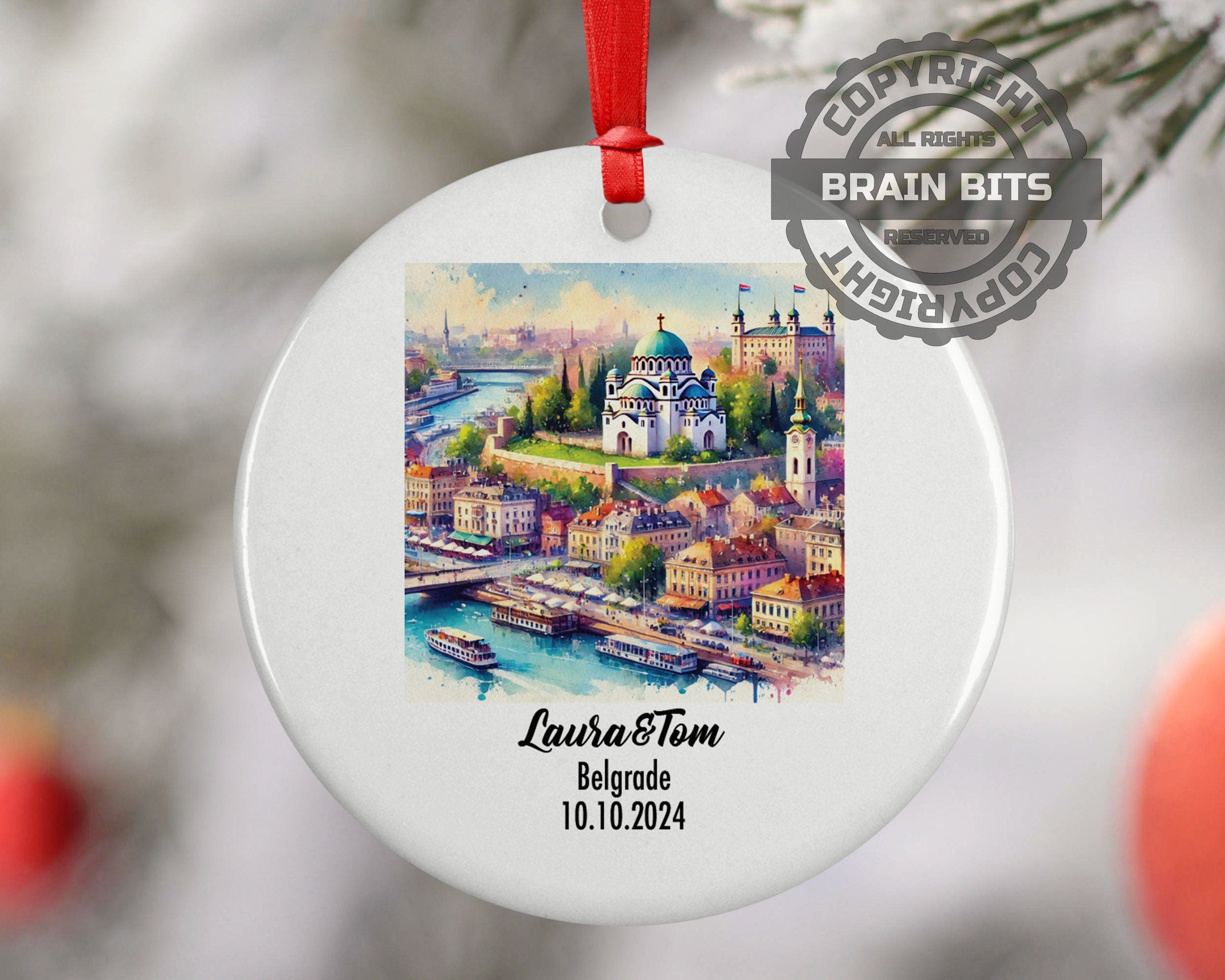 Belgrade, Balkans, Serbia, Ornament, Engagement, Married, Travel, Gift for Engaged Couple, Engagement Gift, Trip, Vacation Souvenir