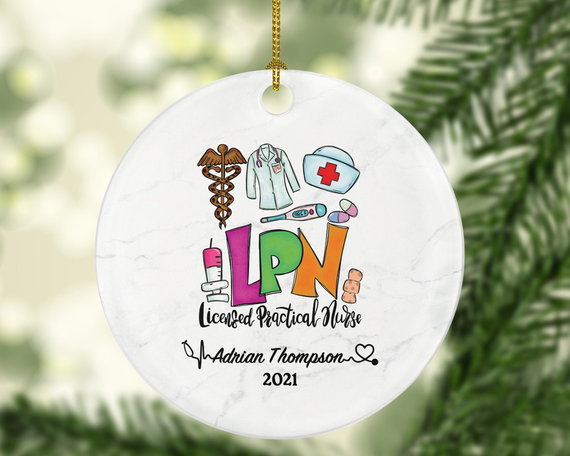Licensed Practical Nurse LPN Christmas Ornament Personalized - Nurse Health Worker Gift from Patient for Nurse Custom Medical