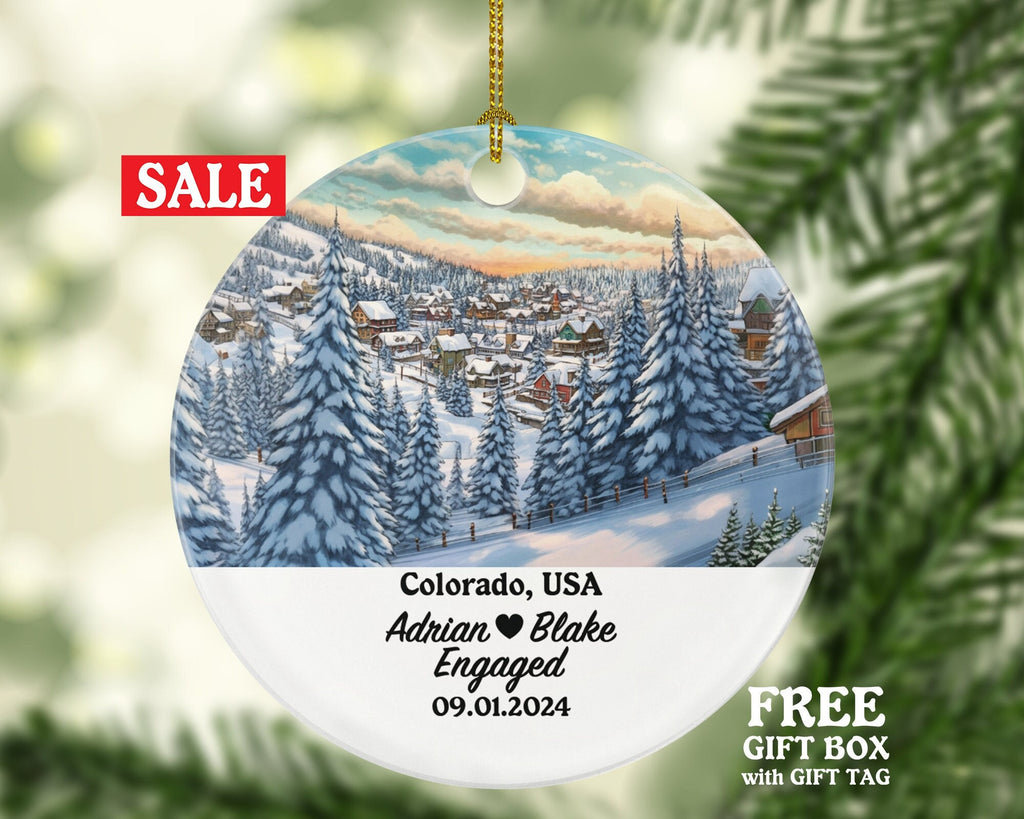 Colorado Christmas Ornament Personalized - CO Engaged Married Family Together Couple Travel Honeymoon Engagement Marriage