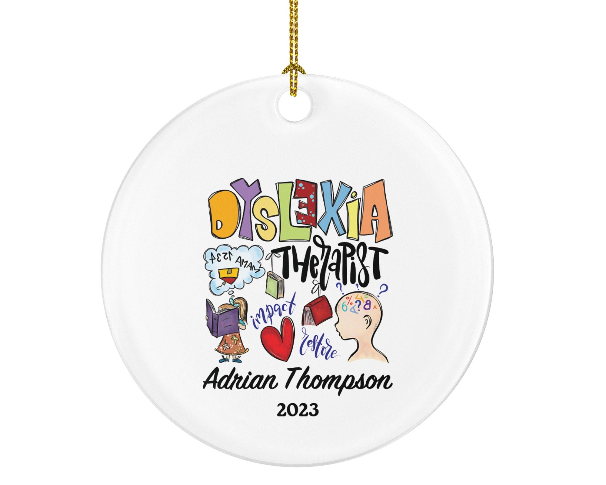 Dyslexia Therapist Christmas Ornament Personalized - Health Worker Gift