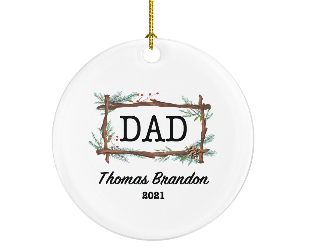 Dad Personalized Christmas Ornament for Father, Best Dad Ever Custom First Gift from Daughter Son Wife