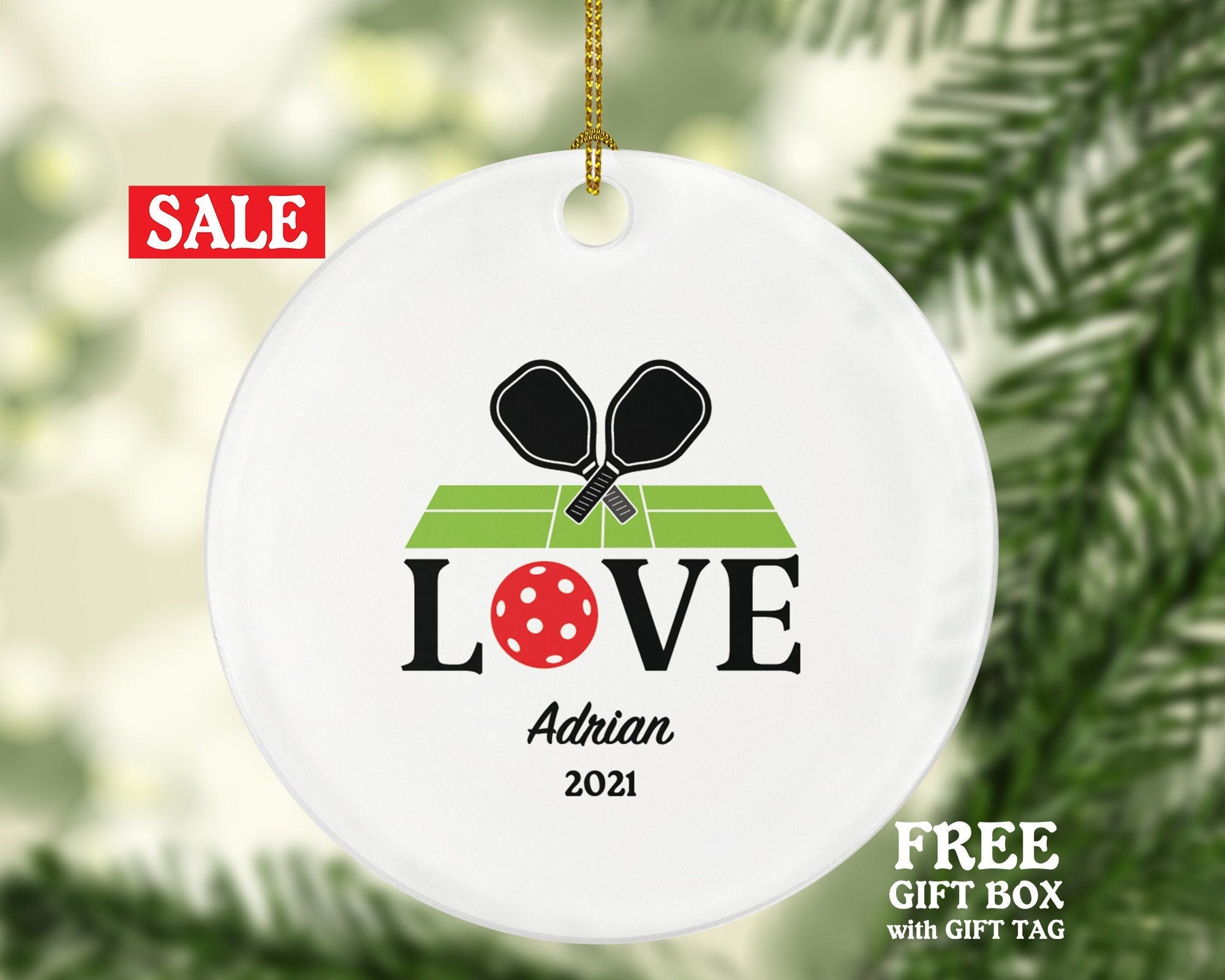 Pickleball Christmas Ornament Personalized - Pickle ball Player Gift Pickle ball Lovers and Game Players