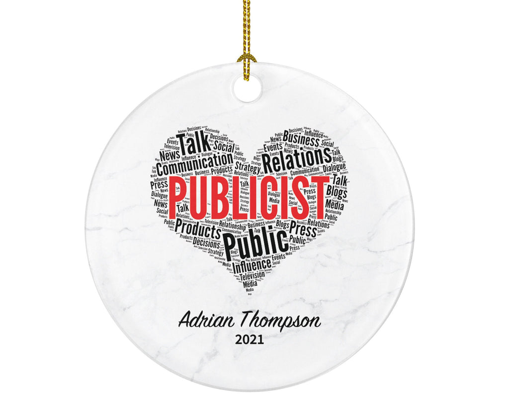Publicist Christmas Ornament Personalized - Publicist Gift - Custom Name Year