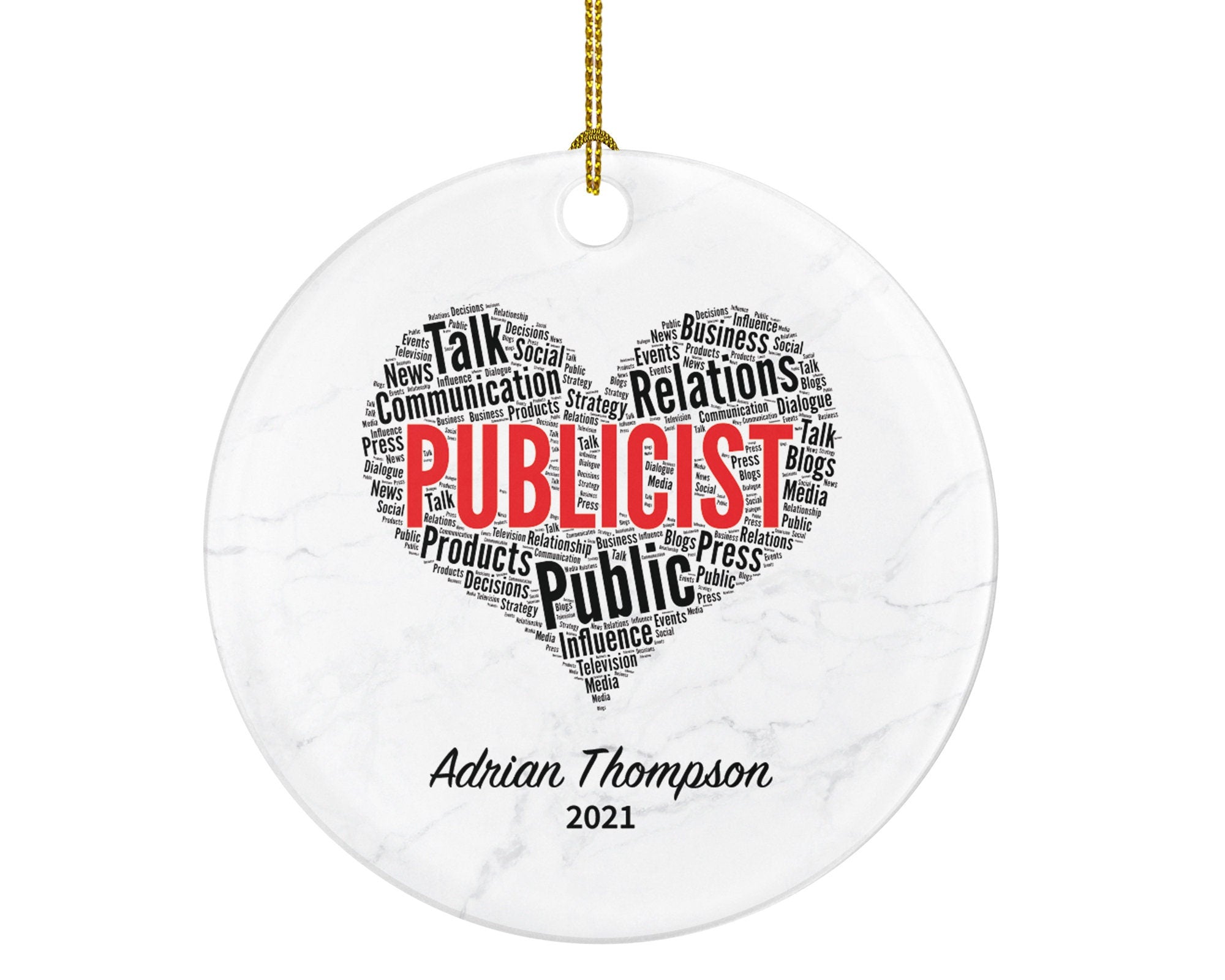 Publicist Christmas Ornament Personalized - Publicist Gift - Custom Name Year