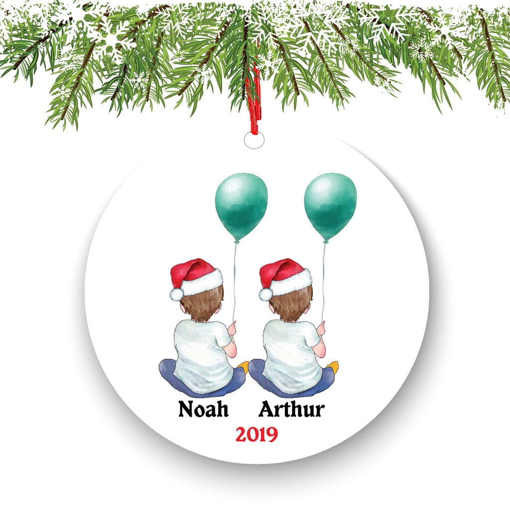 Personalized Christmas Ornament Twin Baby Boys Girls Baby's First New Baby Portrait Parent Mommy Daddy Mom Dad Newborn 1st Gift Custom Name