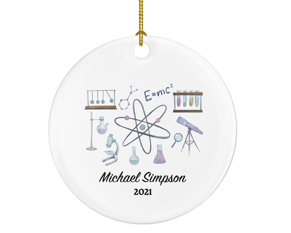 Science STEM Biology Chemistry Christmas Ornament Personalized - Scientist, Student, Graduate Gift - Custom Name Year