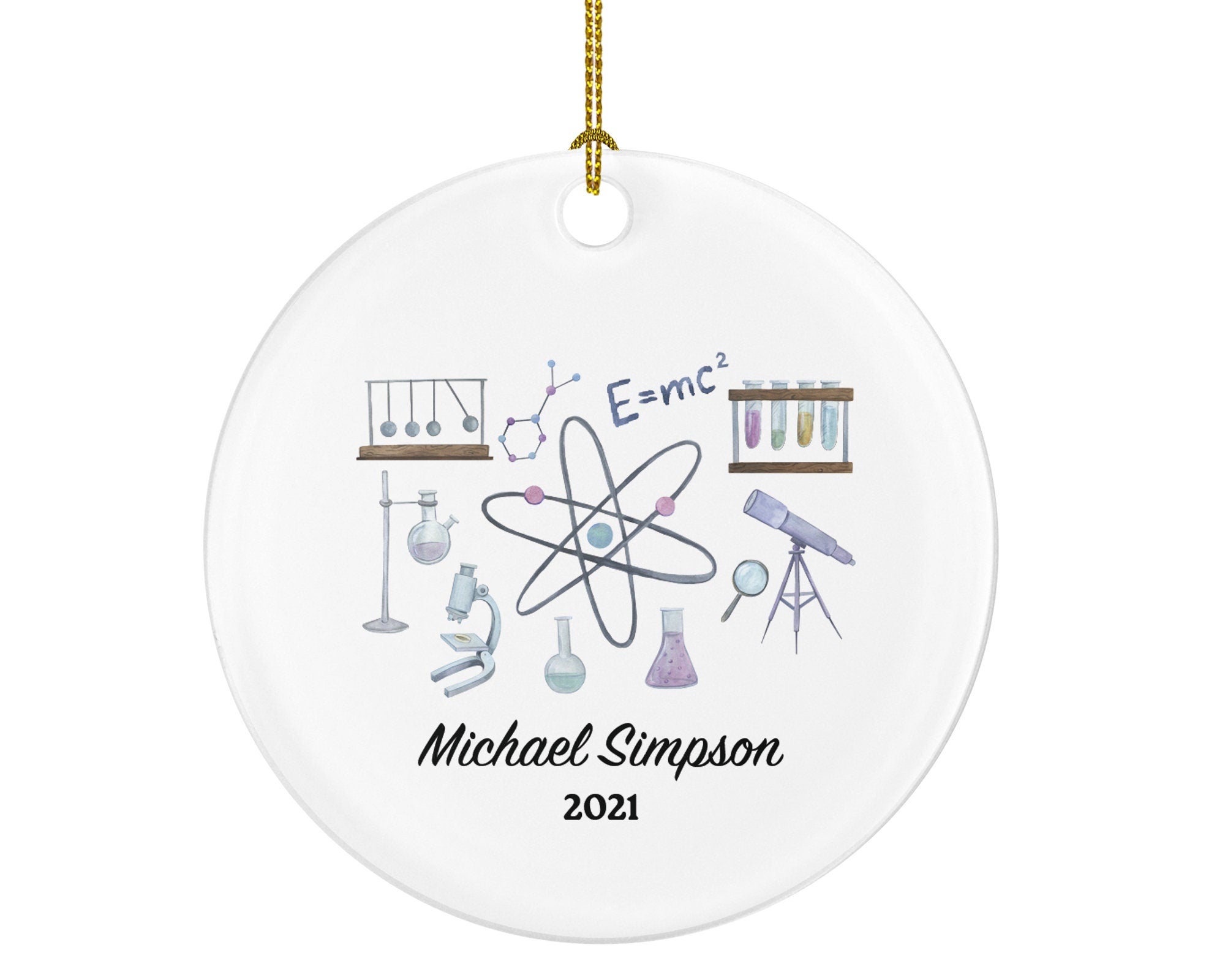 Science STEM Biology Chemistry Christmas Ornament Personalized - Scientist, Student, Graduate Gift - Custom Name Year