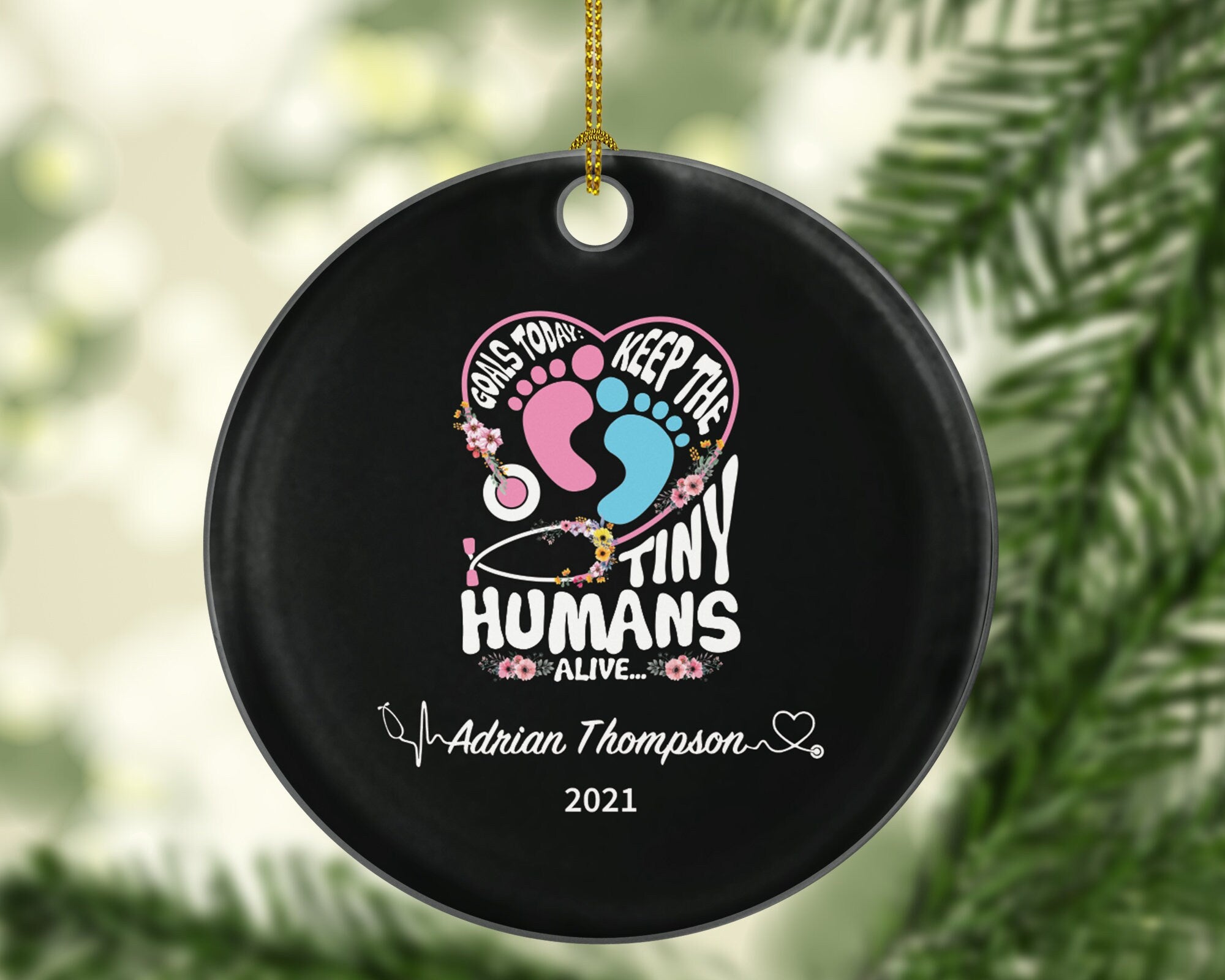 Newborn Nurse Christmas Ornament Custom - Nurse Nursing Health Worker Gift from Patient for Nurse RN Personalized Medical