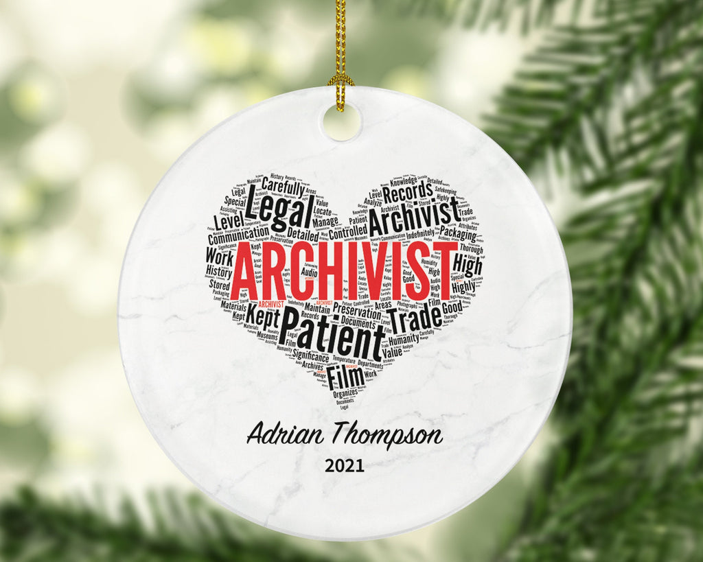 Archivist Christmas Ornament Personalized - Archives Specialists Technicians Conservators Records Managers Thank You Appreciation Gift