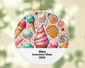 Personalized Ice Cream Shop Ornament – Custom Dessert Shop Gift – Sweet Treat Ornament with Name and Year