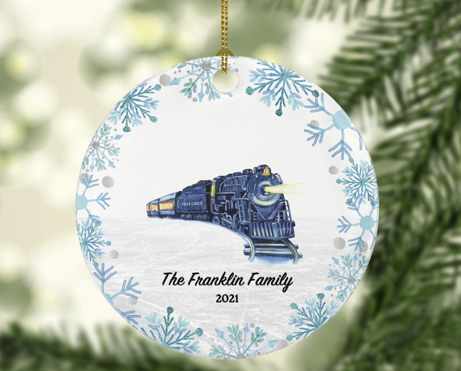 Train Locomotive Engine Polar Express Christmas Ornament Personalized -  Custom Gift for Family or Kid With Name Road Trip