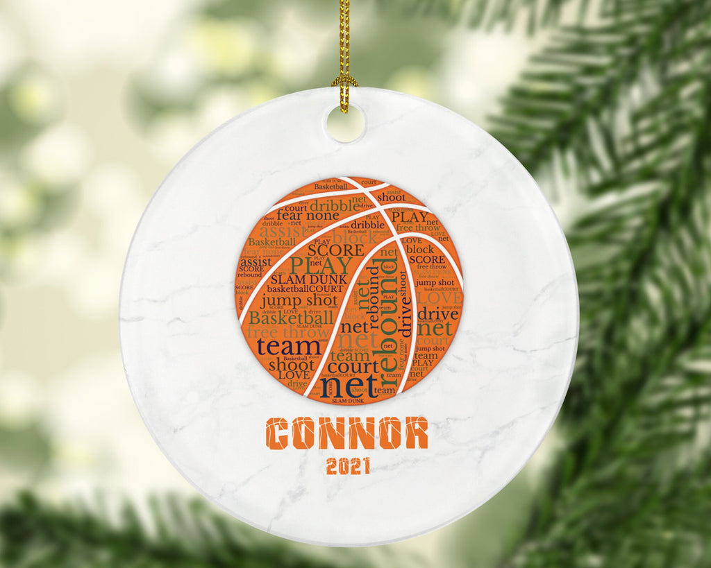Basketball Christmas Ornament Personalized - Custom Gift for Basketball Team Player Gamer Sports Hobby Occupation Decorations