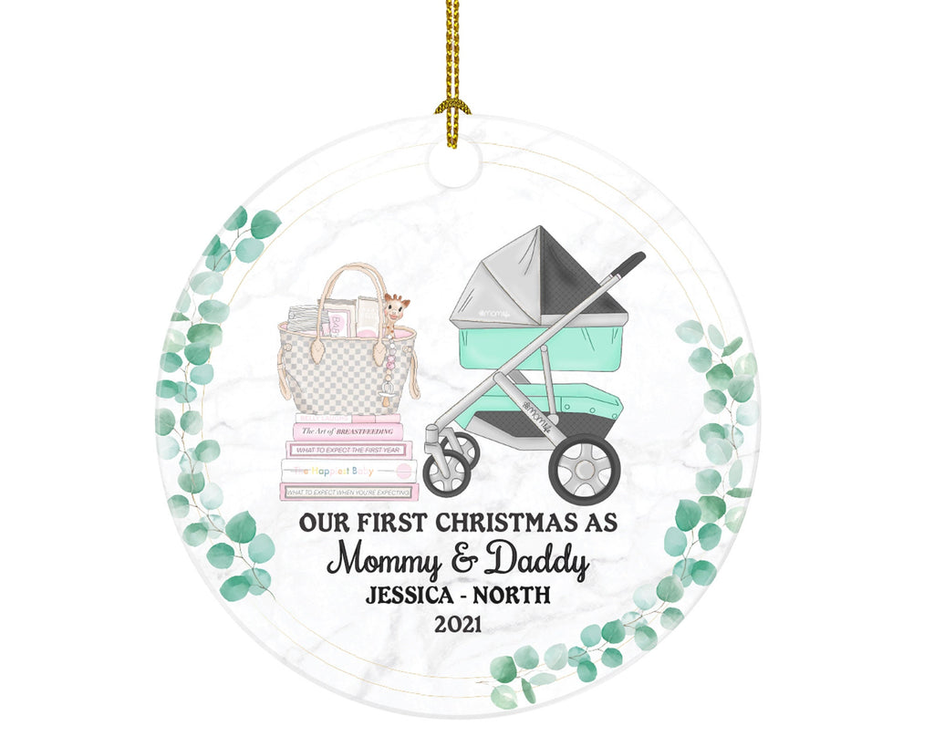 First Christmas as Mommy and Daddy Ornament - New Baby Girl Boy Parents Mother Father Mom Dad Gift Kid Child Infant Our Family of 3