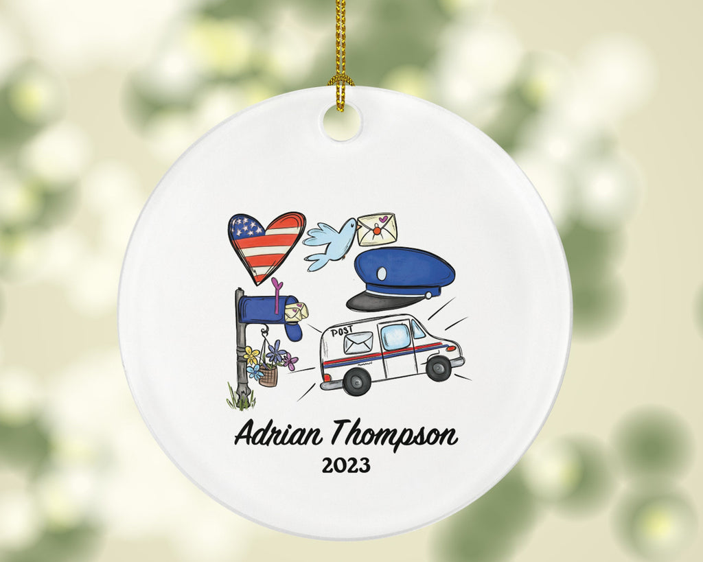 Mail Carrier Truck Postal Worker Christmas Ornament Personalized - Mailman Appreciation Gift Thank You Essential Worker Holiday