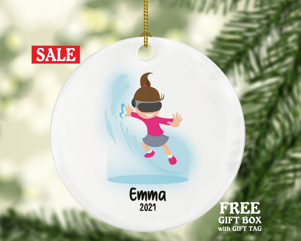 Virtual Reality Male Personalized Christmas Ornament Child for Tree Girl Kid Brown White Skin Hair Blonde Dark Black Video Gamer Game Gift