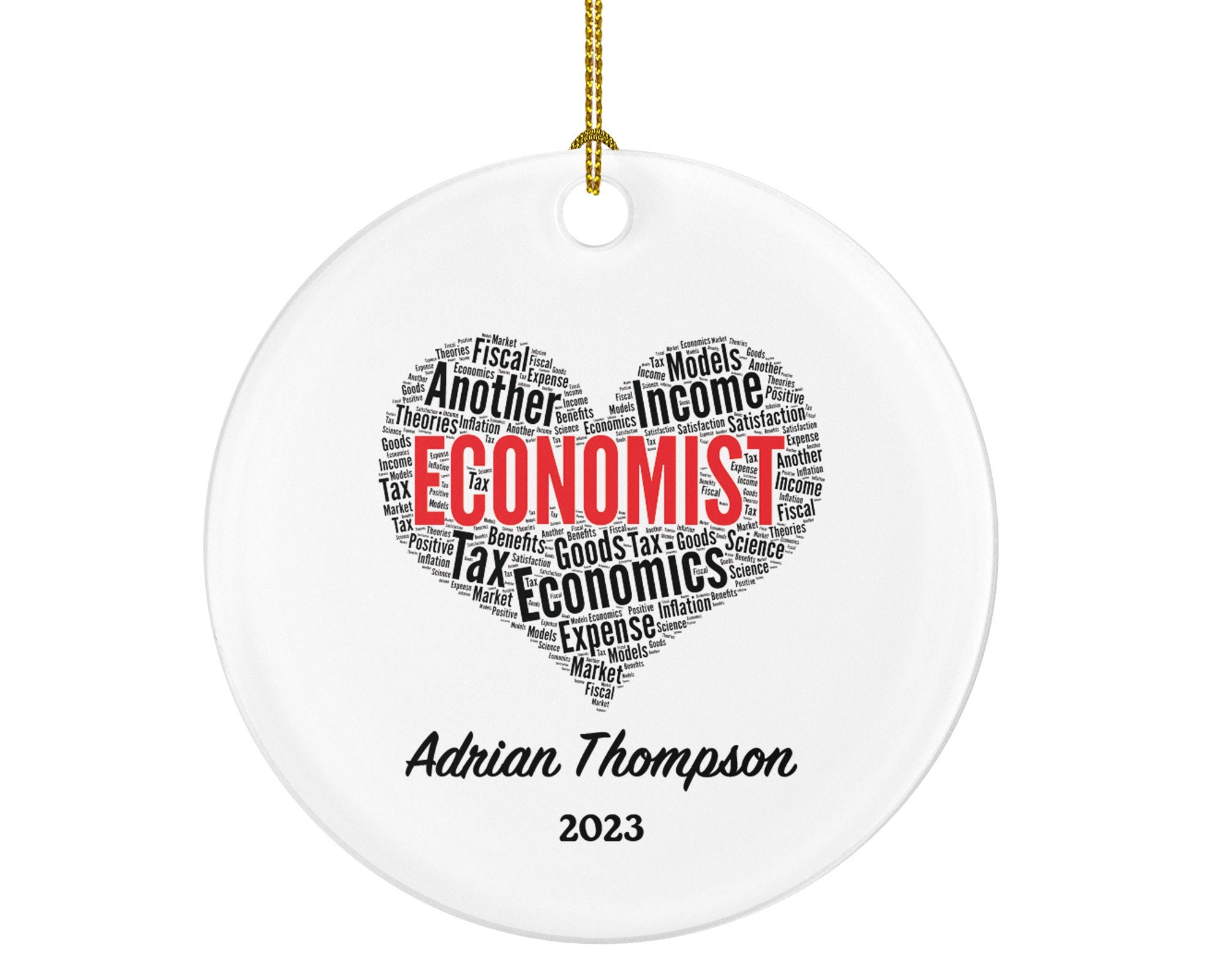 Economist Christmas Ornament Personalized - Economy Specialist Finance Worker Christmas Gift Custom Name