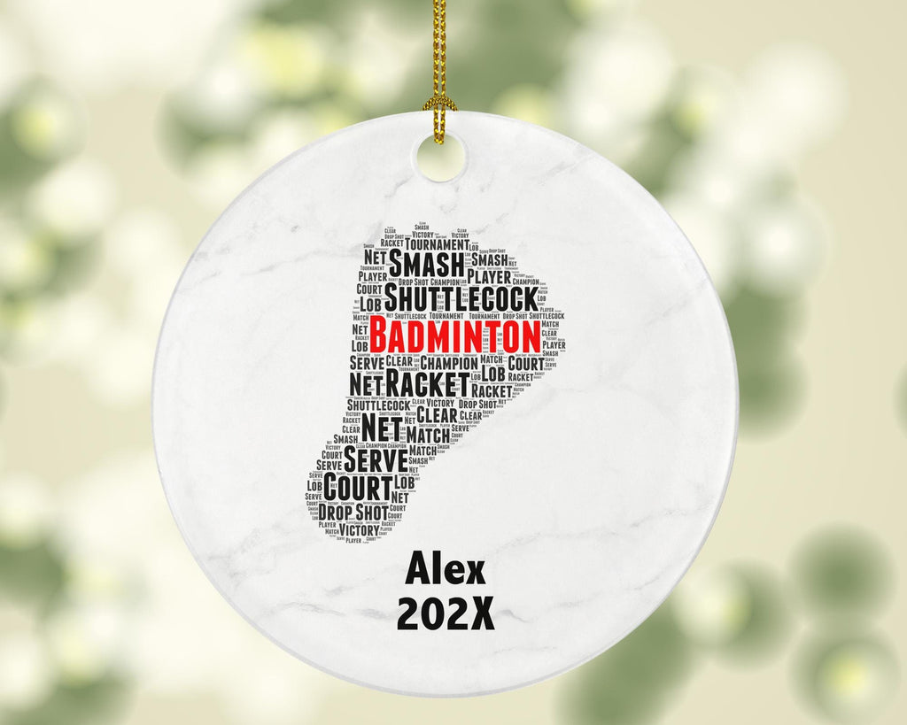 Personalized Badminton Christmas Ornament – Custom Sports Gift – Racket and Shuttlecock Ornament – Player Holiday Keepsake