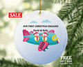 Our First Christmas Engaged Airplane Ride Vacation Personalized Christmas Ornament, Engagement Christmas Ornament, Newly Engaged Travel