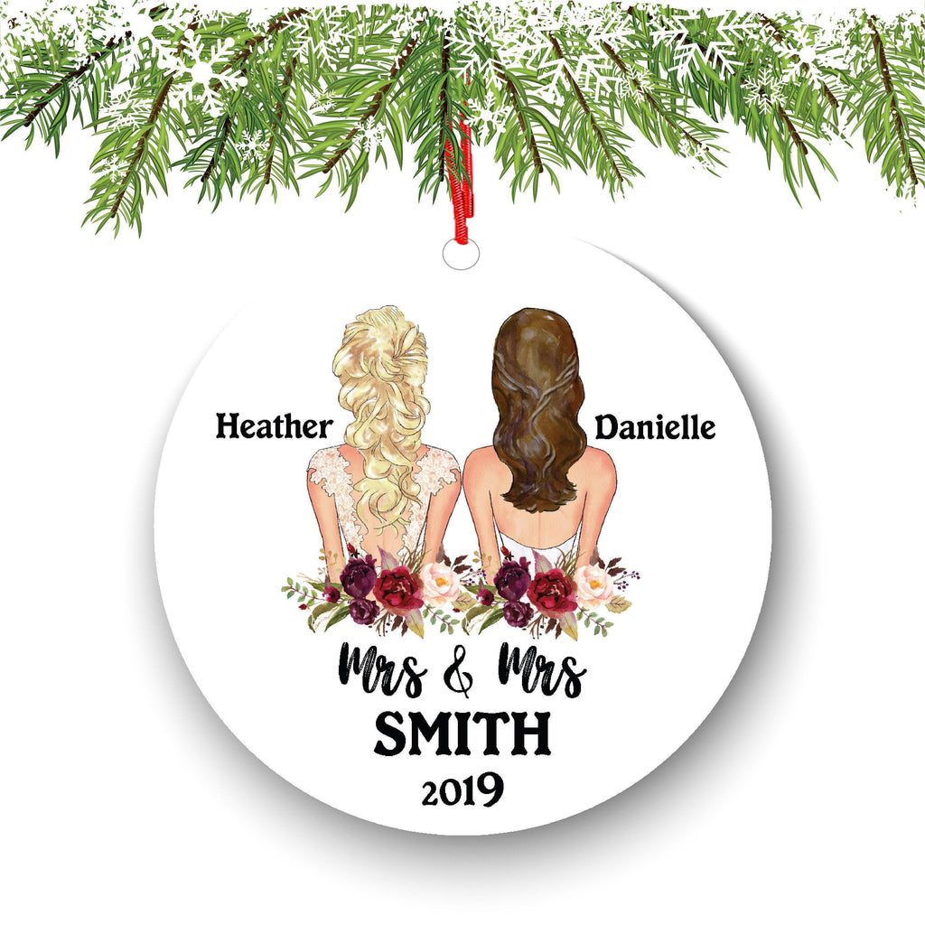 Lesbian Couple Ornament: Personalized Wedding - First Xmas Married