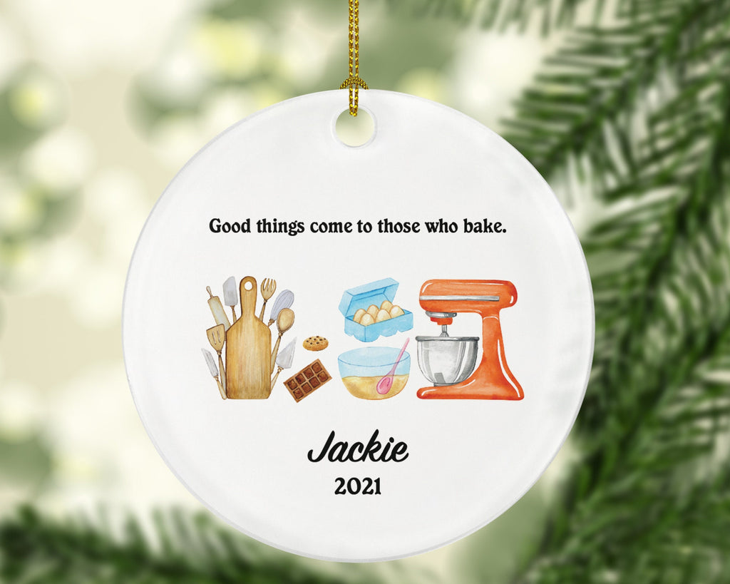 Bakery Personalized Ornament Mixer Egg Baker Pastry Gift for a Chef Custom Name Hand Stand Mixer Cook Cooker Cook Dessert Boss Employee Gift