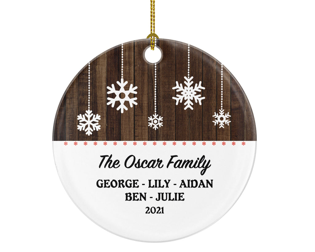 Snow Flakes Family of 2 3 4 5 6 7 8 9 Personalized Christmas Ornament - Three Four Five Six Seven Eight Nine Custom Rustic Farmhouse Big