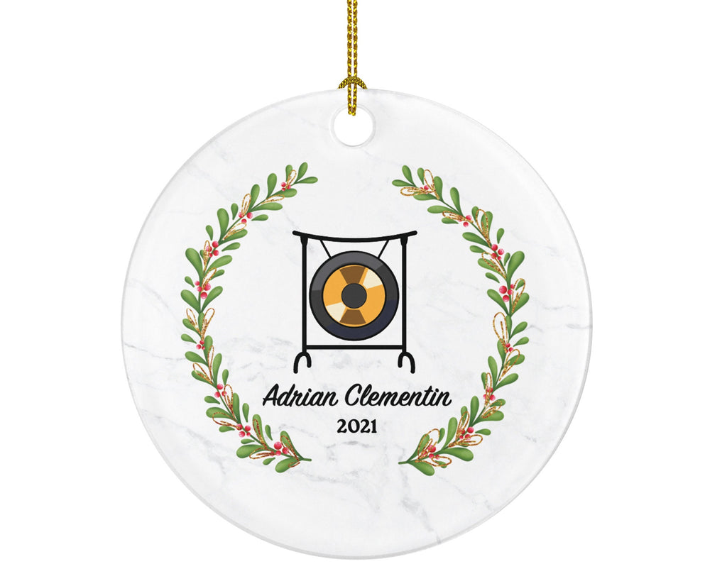 Gong Christmas Ornament Personalized - Musical Instrument Playing Gong Gift for Gong Player - Custom Name Year