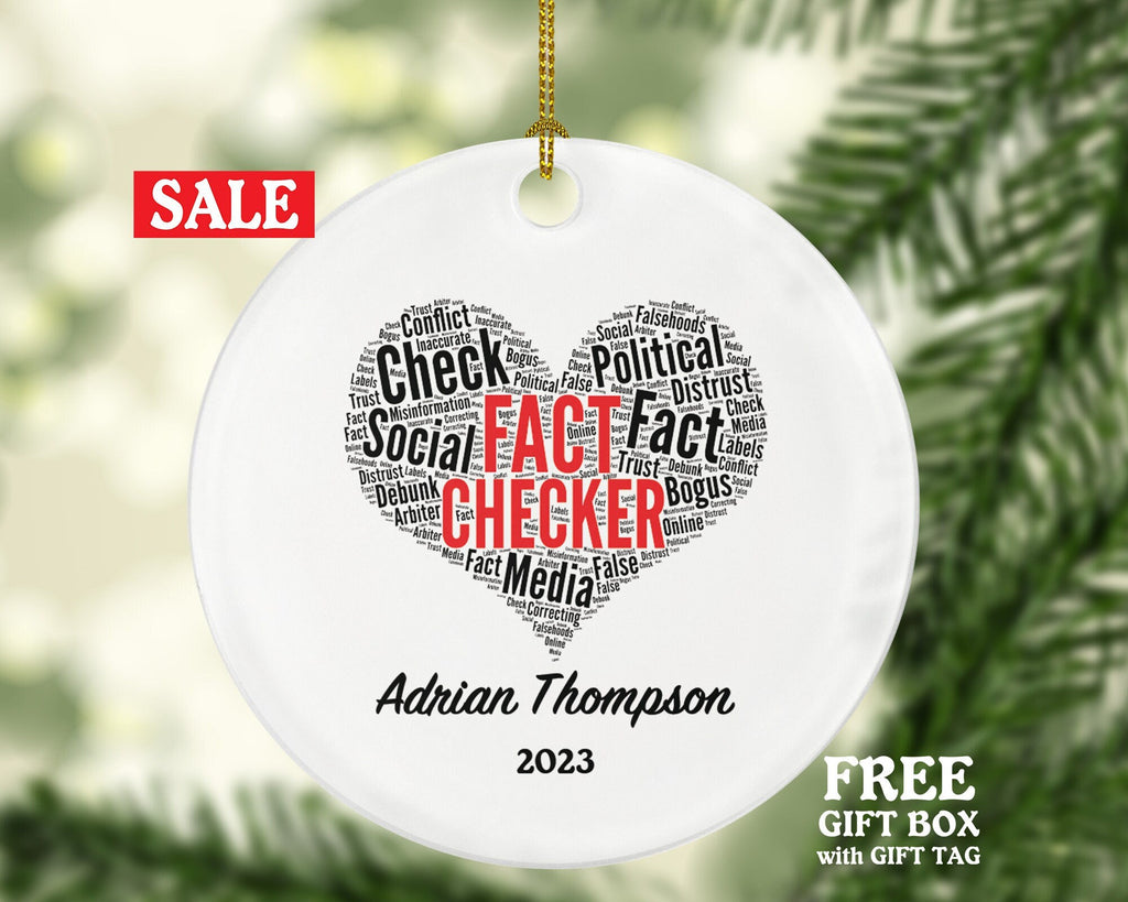 Personalized Fact Checker Christmas Ornament - Fact Checking Gift