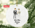 Mr & Mrs Married Couple Christmas Ornament Personalized - Fox Bride and Groom Newlywed Our First Christmas Gift