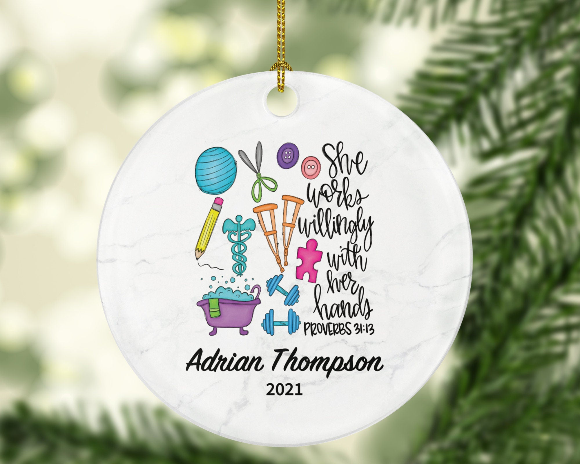Occupational Therapist Christmas Ornament Personalized - Therapy Gift OT Graduation Occupation Thank You Appreciation Gift