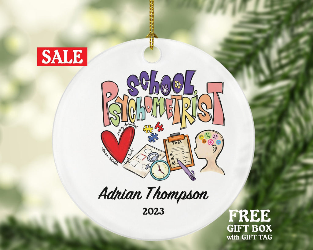 School Psychometrist Christmas Ornament Personalized