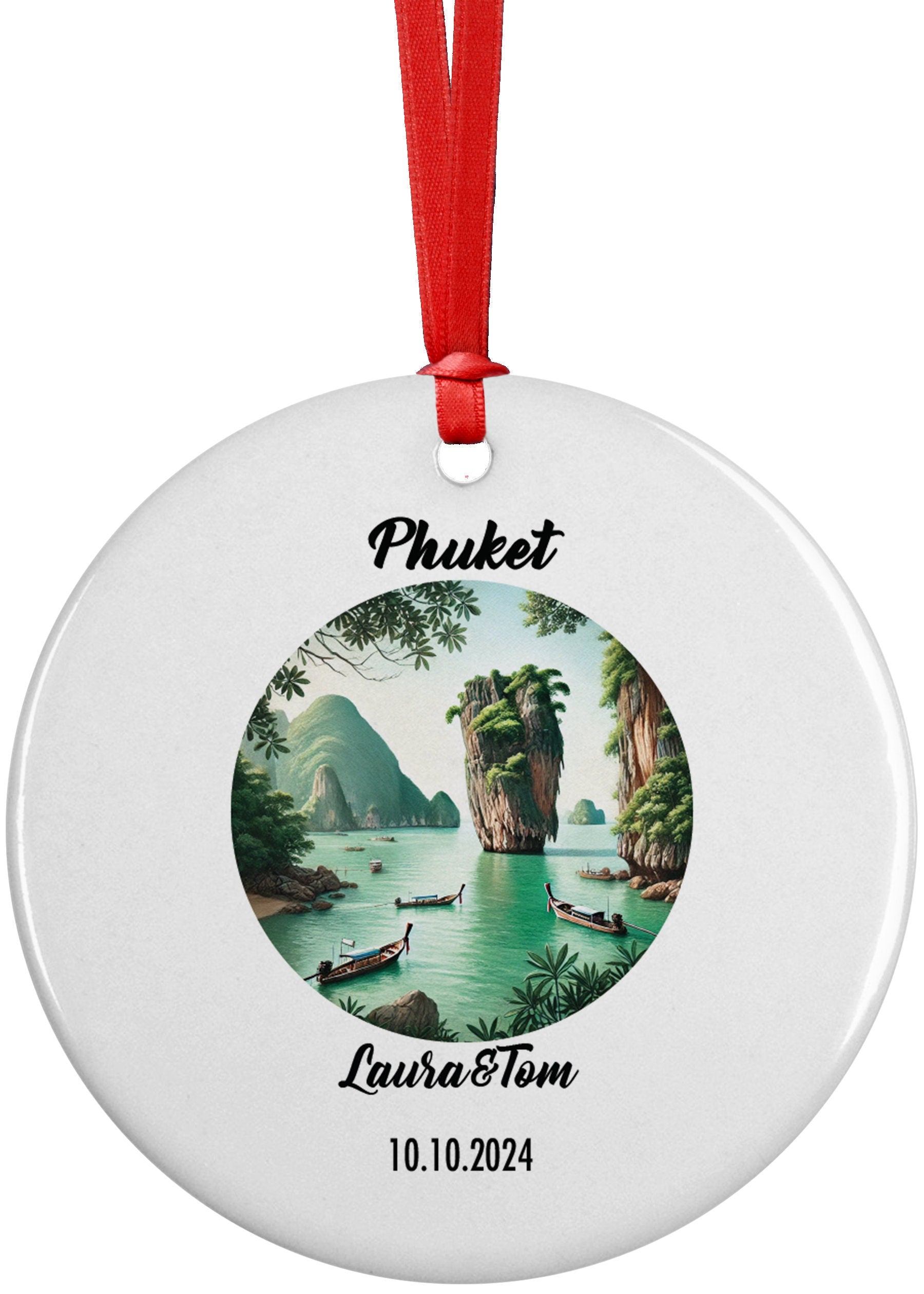 Phuket, Thailand, Ornament, Engagement, Married, Travel, Gift for Engaged Couple, Engagement Gift, Trip, Vacation Souvenir