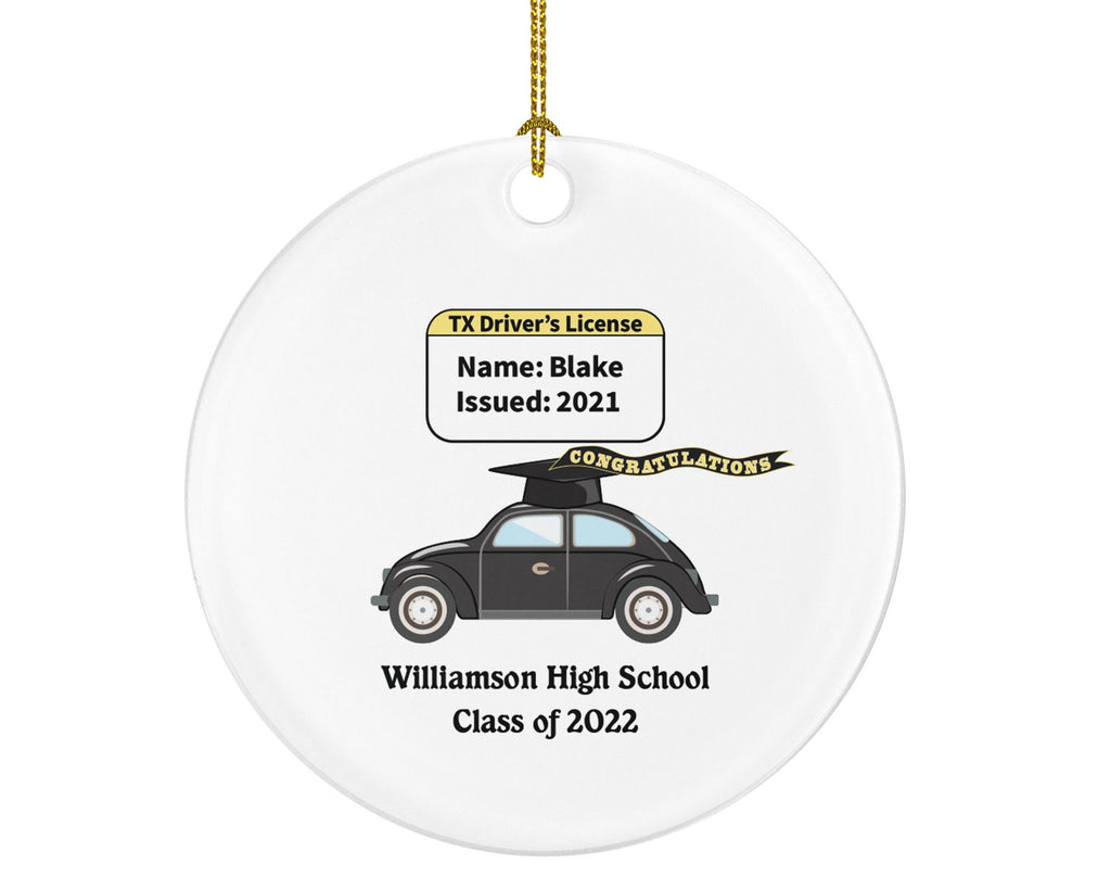 New Driver Christmas Ornament for High School Graduate - Personalized Car Driving New License Owner Driver's License Teenage Custom Gift