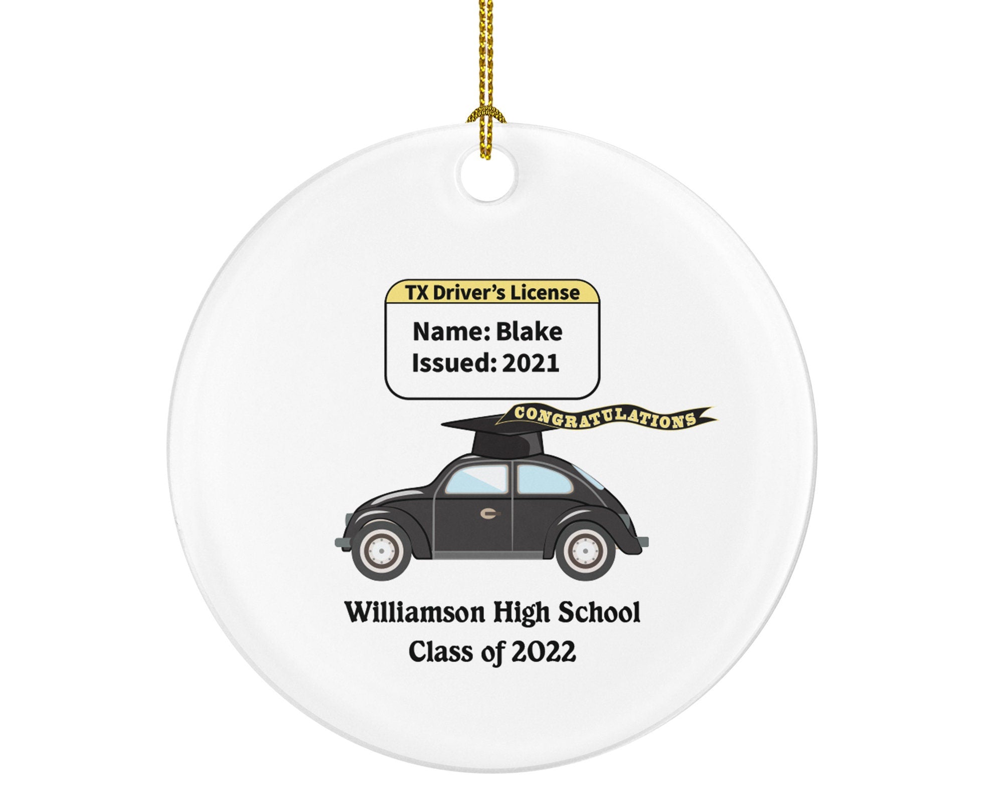 New Driver Christmas Ornament for High School Graduate - Personalized Car Driving New License Owner Driver's License Teenage Custom Gift