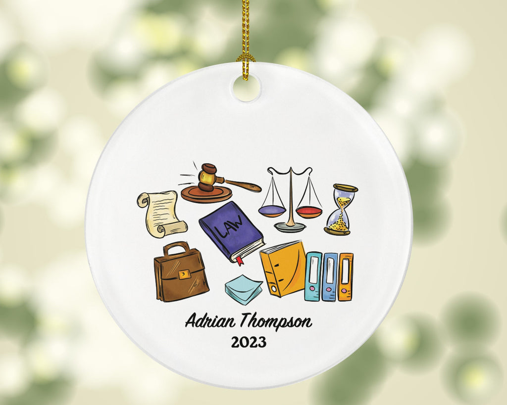 Law Judge Christmas Ornament Personalized - Custom Gift for Attorney at Lawyer Justice Equal Crime