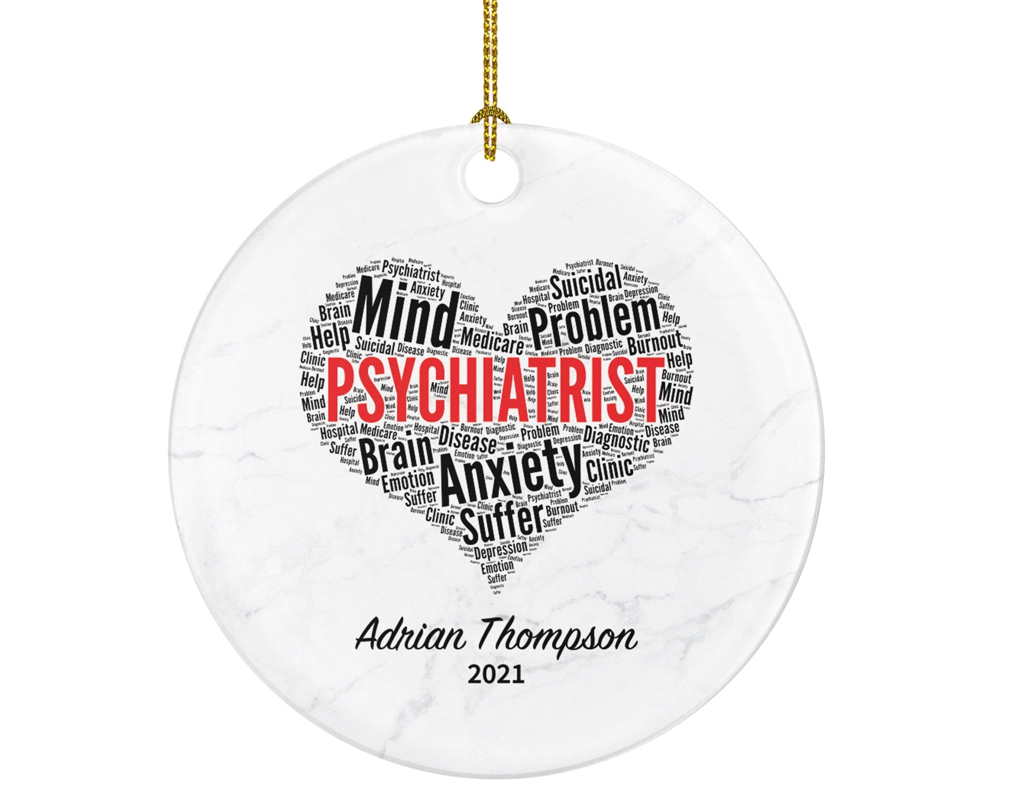 Psychiatrist Christmas Ornament Personalized,  Custom Physician Gift