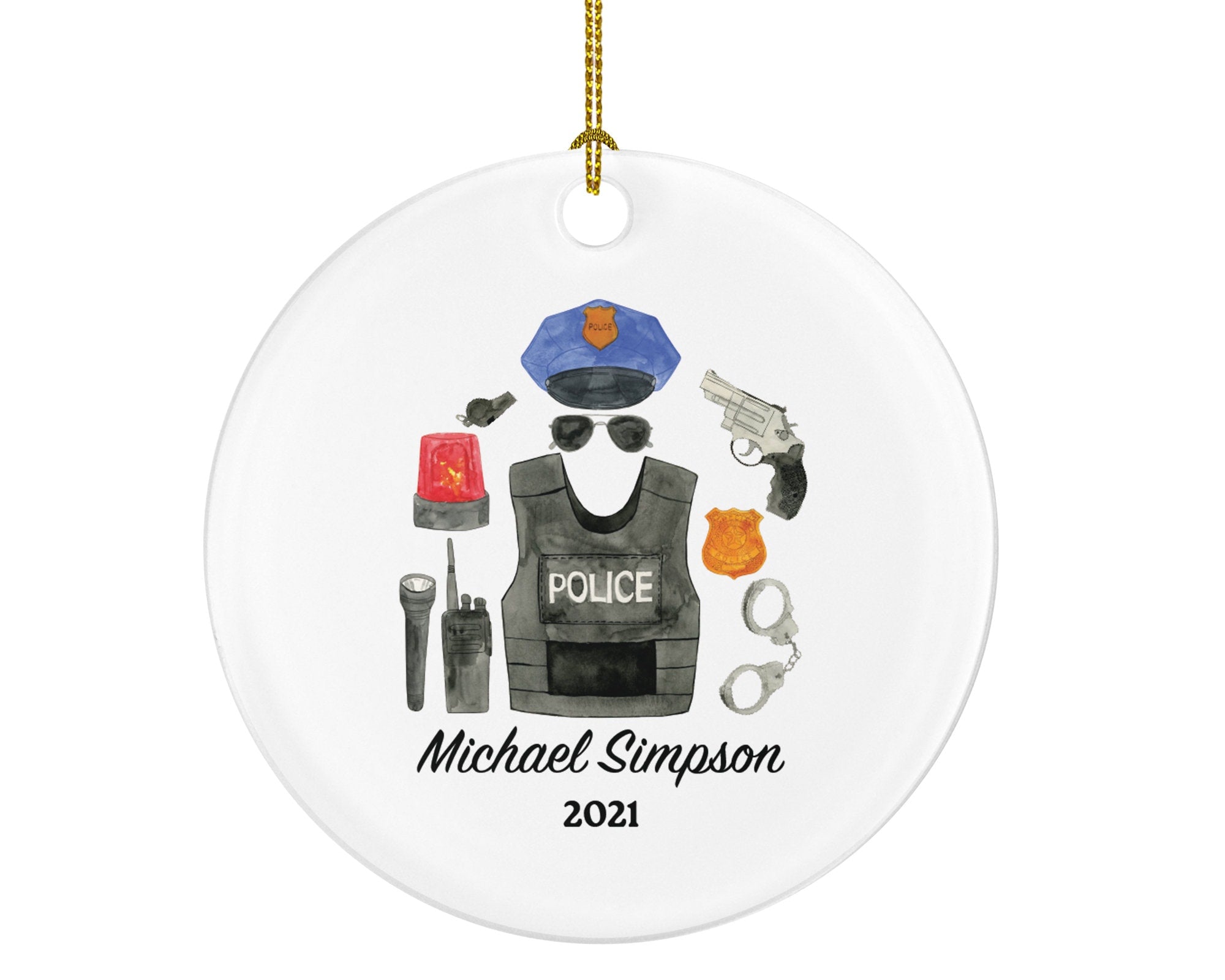 Policeman Christmas Ornament Personalized - Police Team Officer Custom Gift - Police Equipment