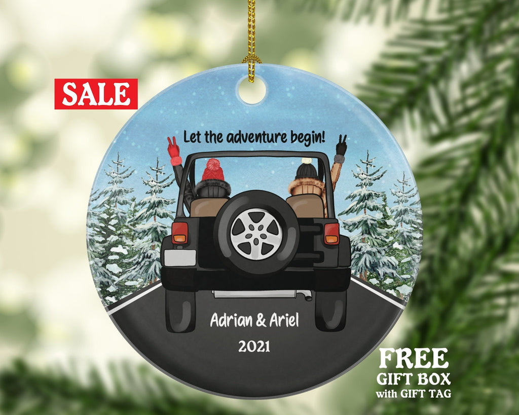 Car Driving Friends Christmas Ornament - Traveled Together First Trip Female Girl Soul Sisters Personalized New Car Gift for SUV Adventure